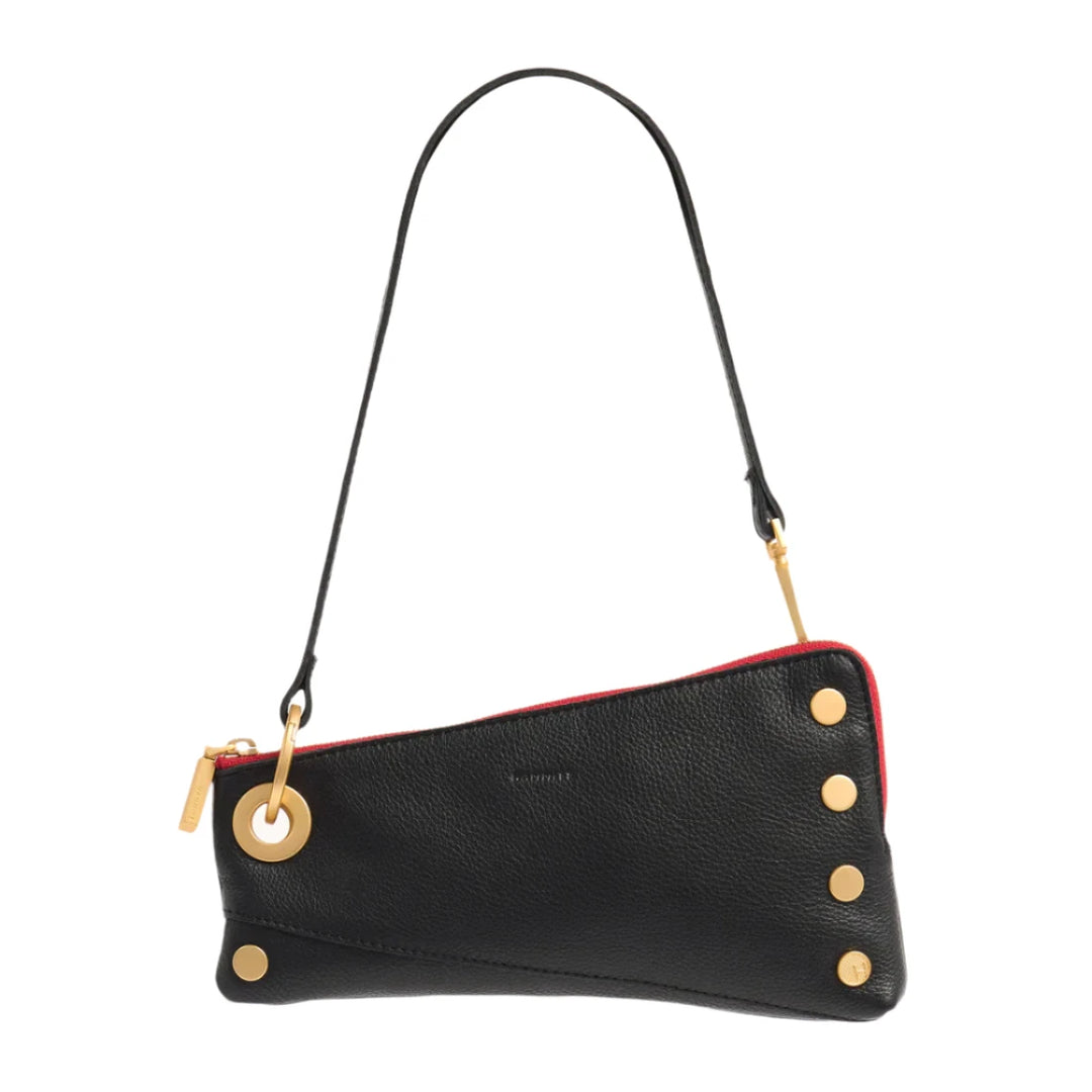 Hammitt Nash Pochette - Black/Brushed Gold Red Zip