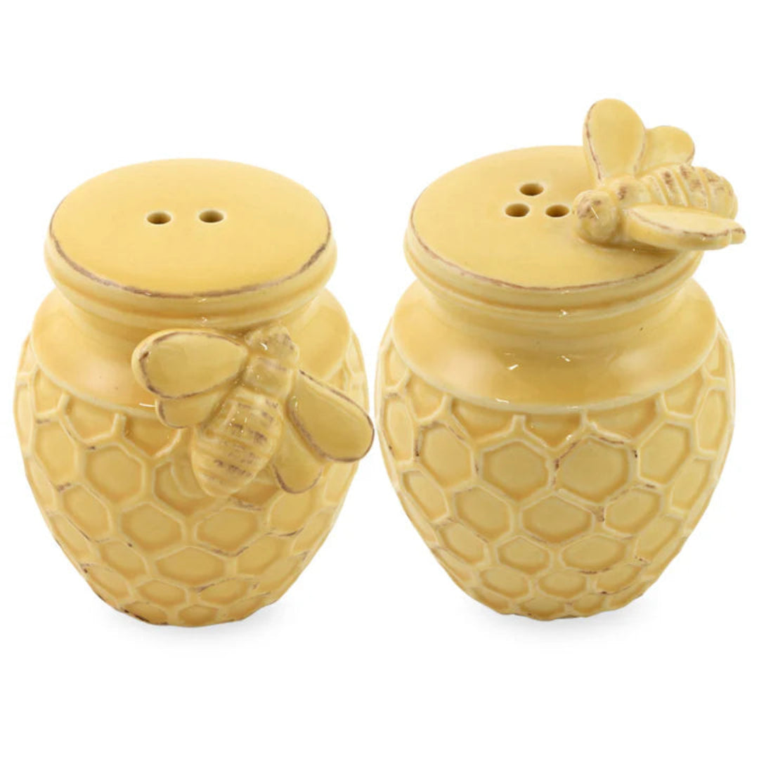 Yellow Honeycomb Salt & Pepper Shaker Set