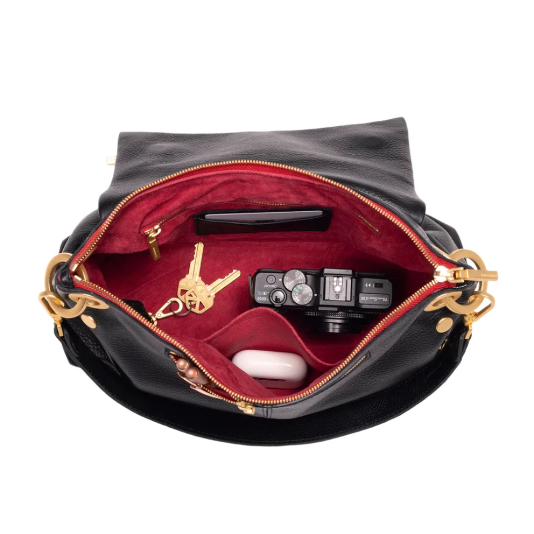 Hammitt Vip Grand -  Black/Brushed Gold Red Zip