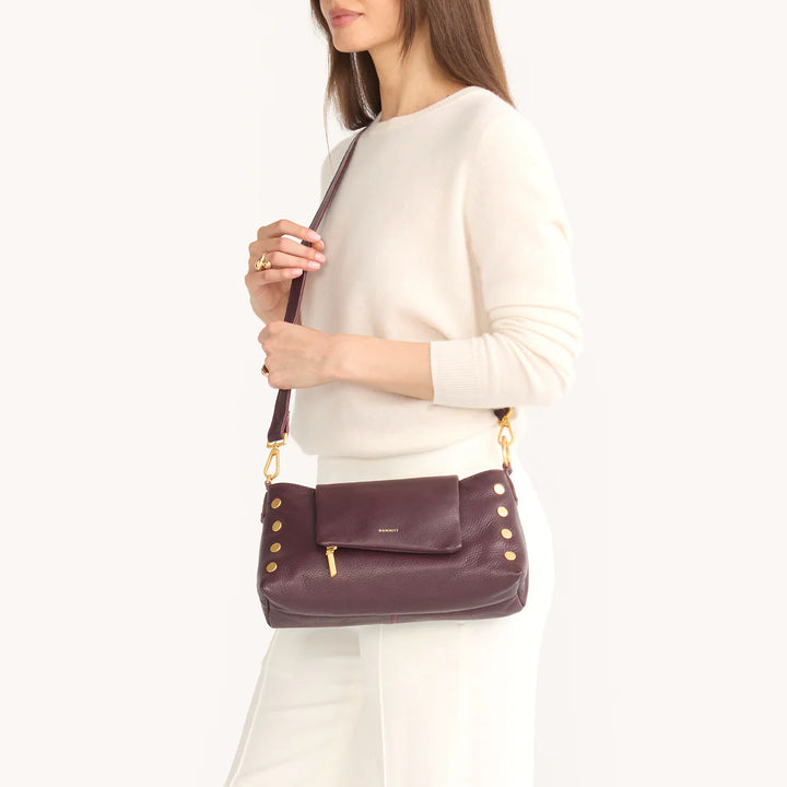 Hamiitt Vip Satchel - Cabernet Pebble/Brushed Gold