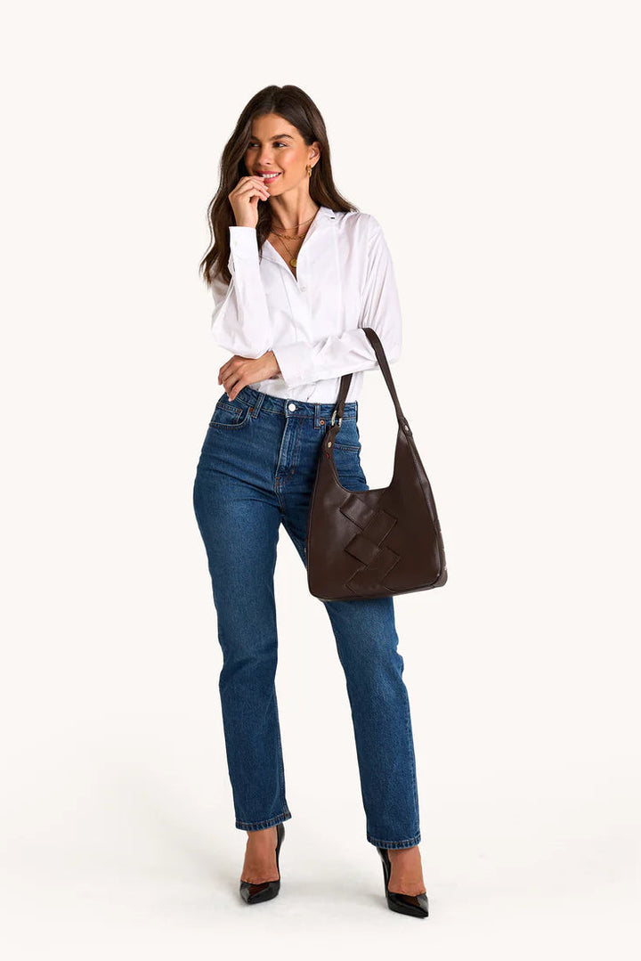 Hammitt Tim Med - Espresso Pebble Weave/Silver