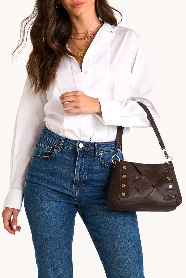 Hammitt Bryant Med - Espresso Pebble Weave/Silver