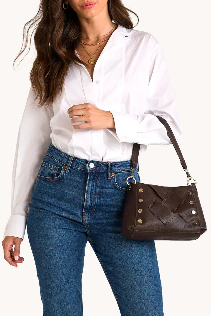 Hammitt Bryant Med - Espresso Pebble Weave/Silver