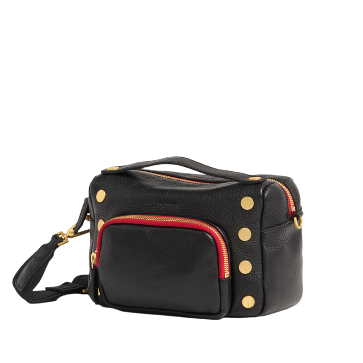 Hammitt Evan Crossbody - Cargo Black/Brushed Gold Red Zip