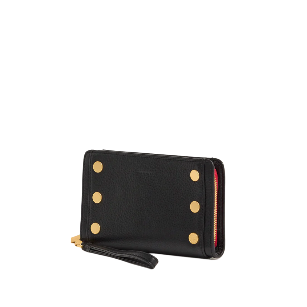 Hammitt Bryant Wallet - Black/Brushed Gold Red Zip