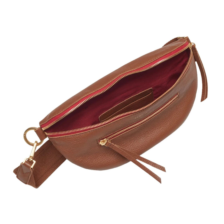 Hammitt Charles Crossbody Med - Mahogany Pebble / Brushed Gold Red Zip