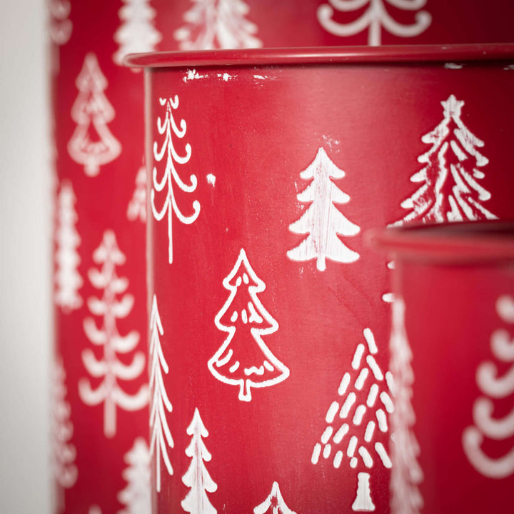 Red & White Metal Tree Planter