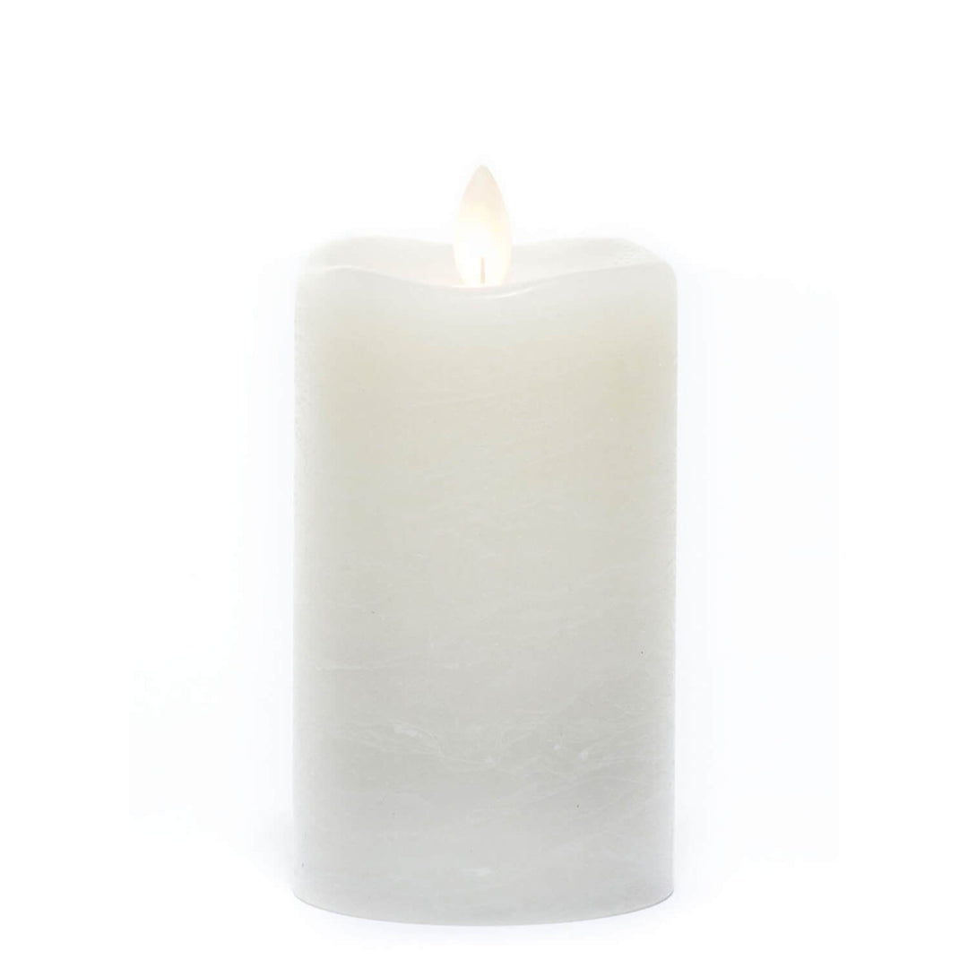 Frosted Gray Rustic Pillar Candle
