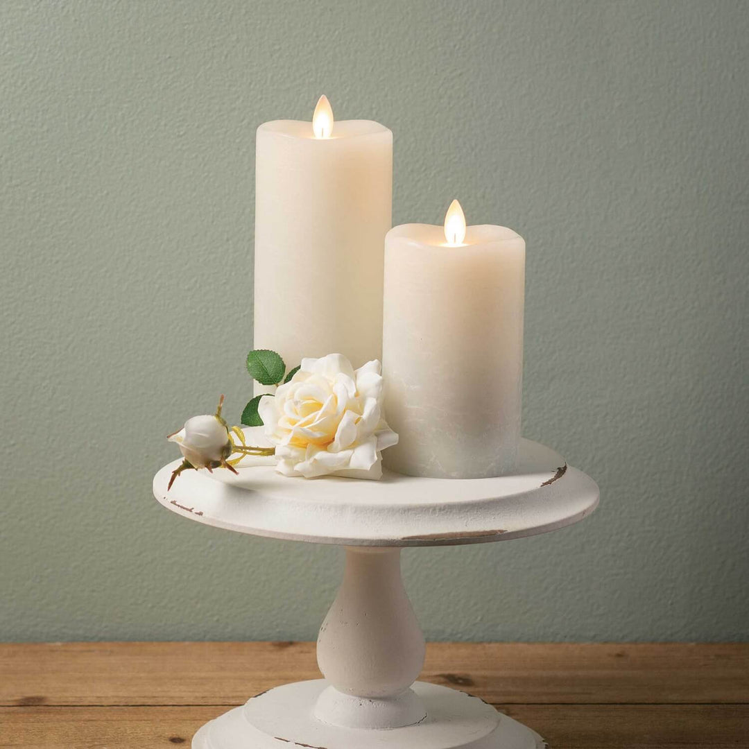 Frosted Gray Rustic Pillar Candle