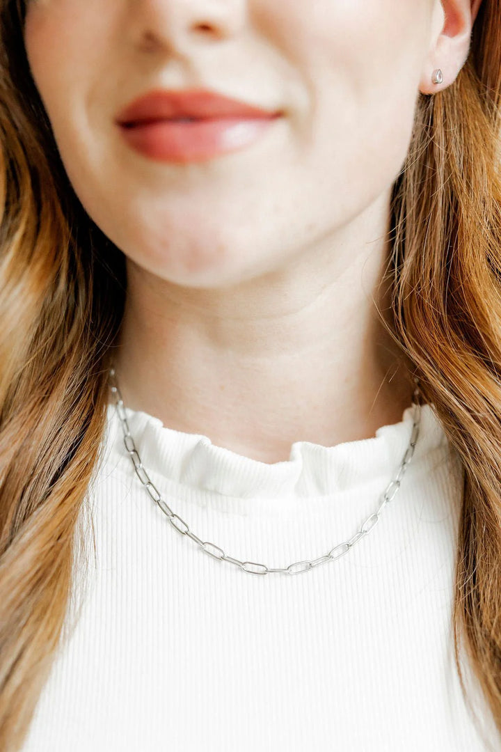Palmer Silver Paperclip Necklace