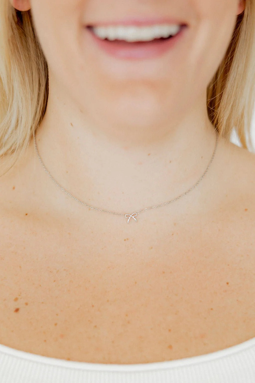 Sadie Silver Bow Necklace