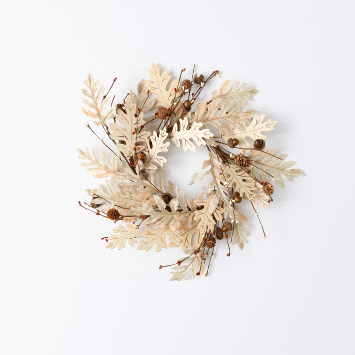 Wooden Oak Leaf Mixed Candle Ring