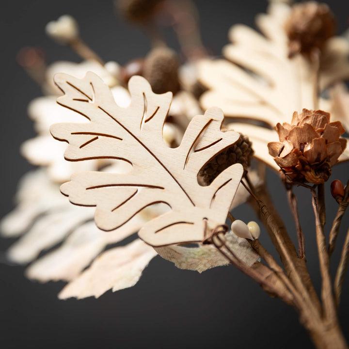 Wooden Oak Leaf Mixed Candle Ring