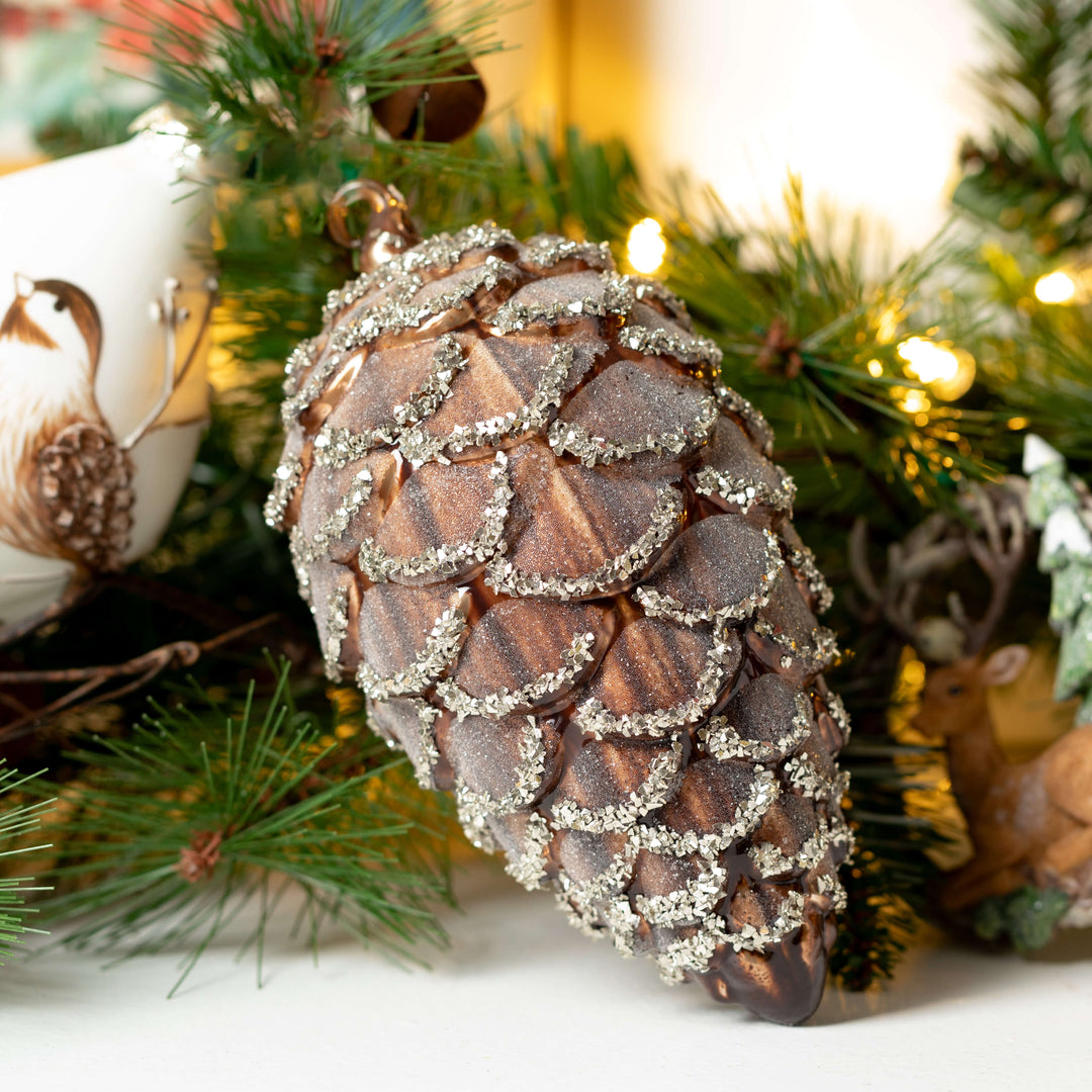 Brown Sparkling Pinecone Ornament