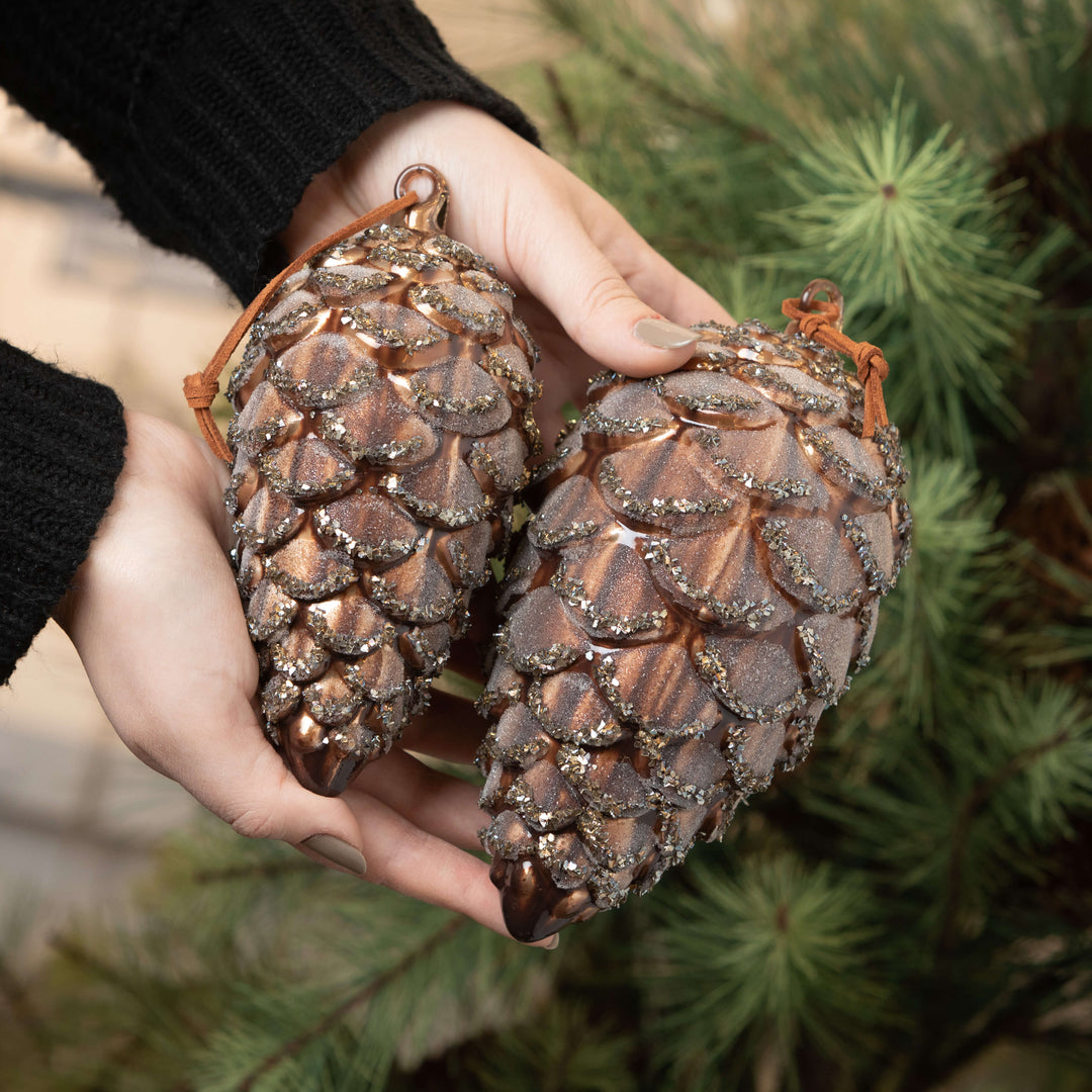 Brown Sparkling Pinecone Ornament