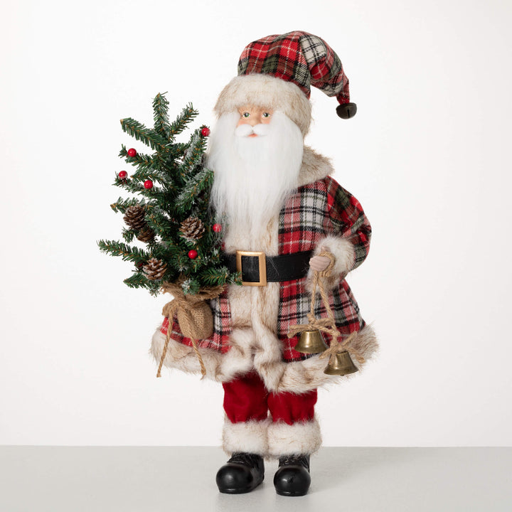 Woodland Plaid Santa Figurine