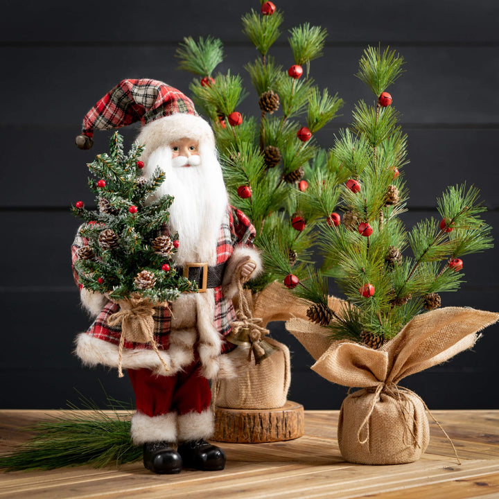 Woodland Plaid Santa Figurine