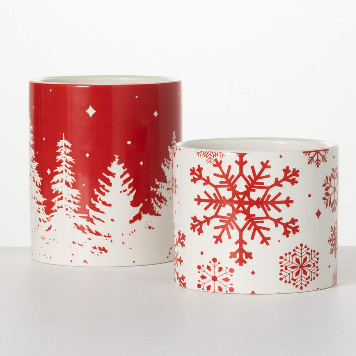 Red & White Winter Planter