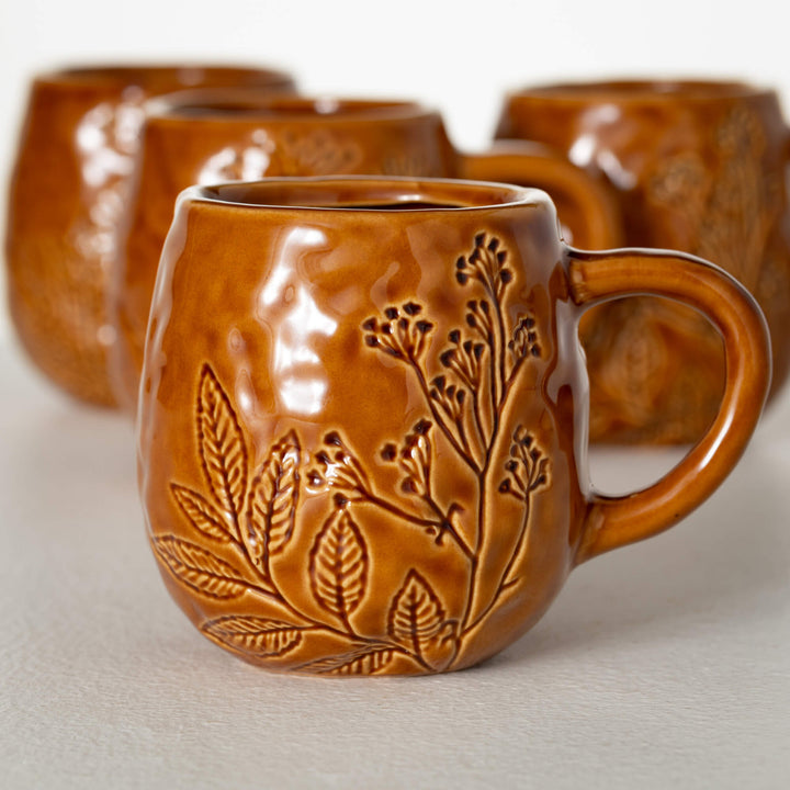 Brown Fall Foliage Imprinted Mug