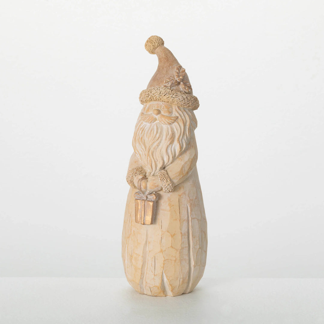 Carved Look Neutral Santa Figurine