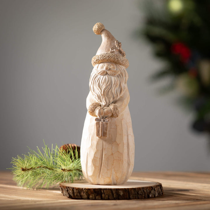 Carved Look Neutral Santa Figurine