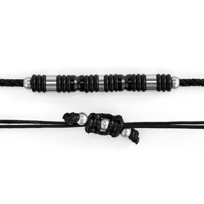 Men's Black Leather Cord Bracelet