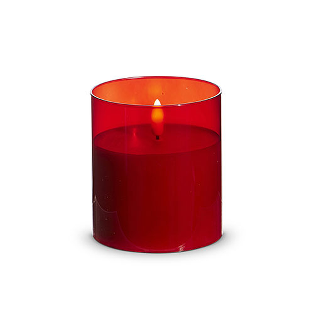 Red Glass Ivory Pillar Candle