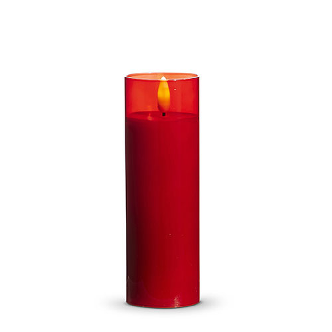 Red Glass Ivory Pillar Candle