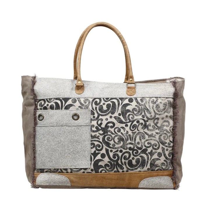 Myra Hide & Floral Print Weekender Bag