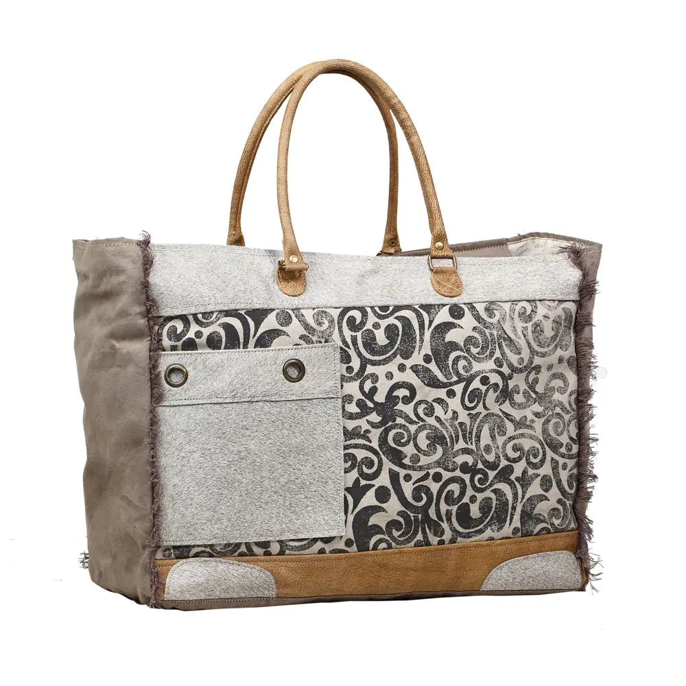 Myra Hide & Floral Print Weekender Bag