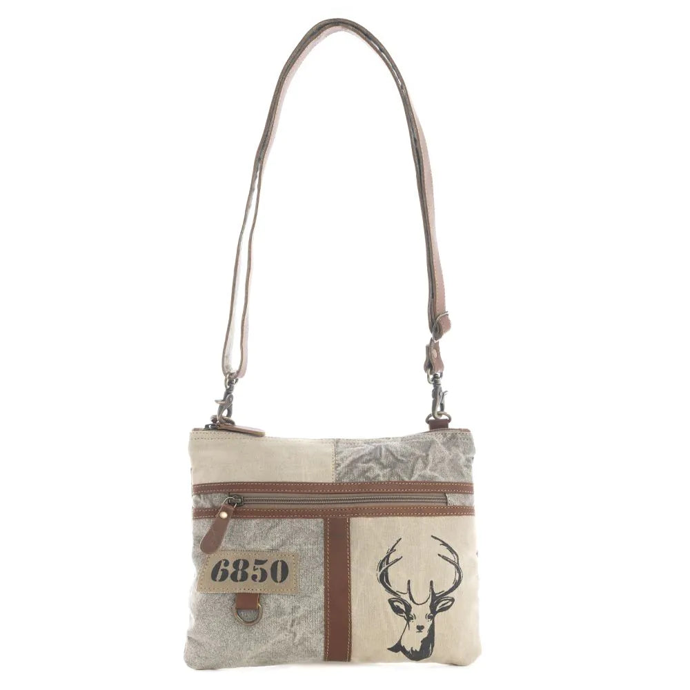 Myra White Hart Deer Small Crossbody Bag