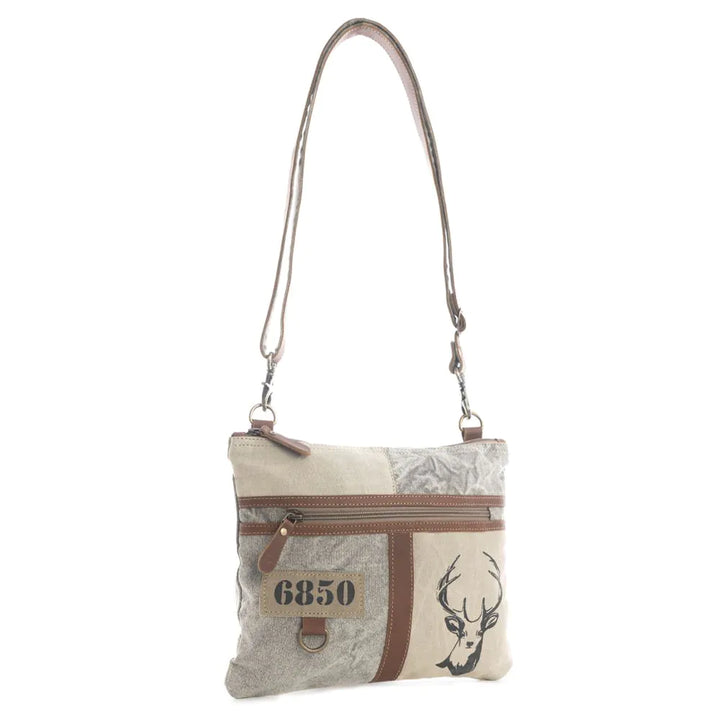 Myra White Hart Deer Small Crossbody Bag