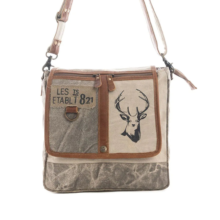 Myra White Hart Deer Shoulder Bag