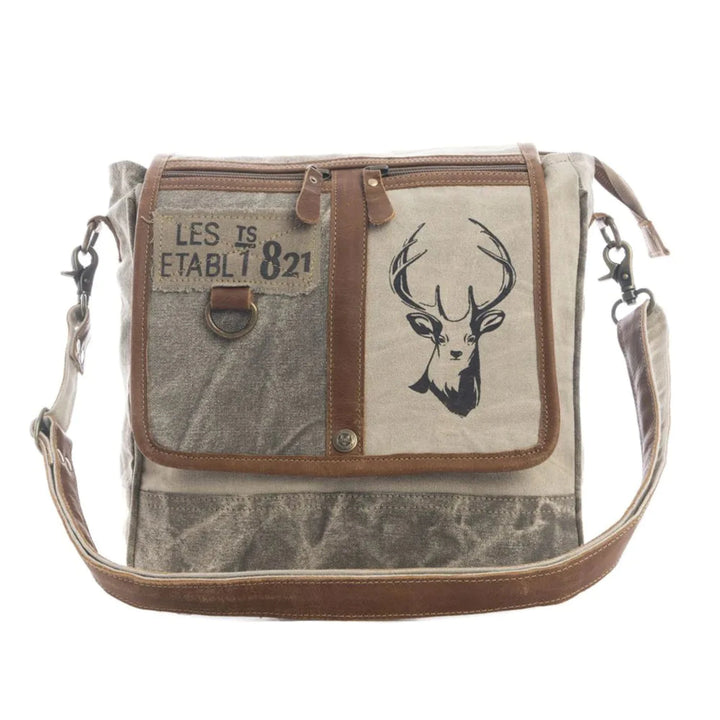 Myra White Hart Deer Shoulder Bag