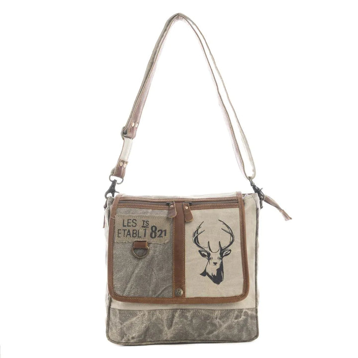 Myra White Hart Deer Shoulder Bag