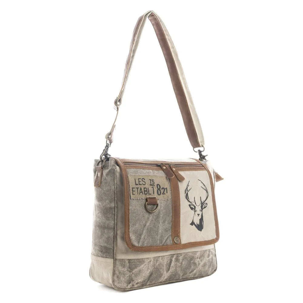 Myra White Hart Deer Shoulder Bag