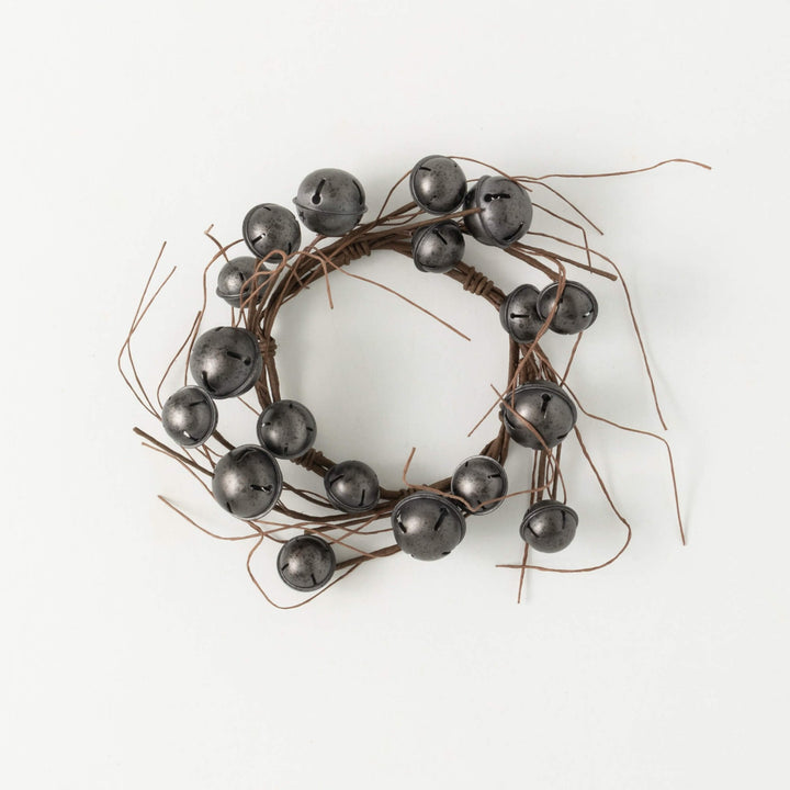 Gray Jingle Bell & Twig Candle Ring