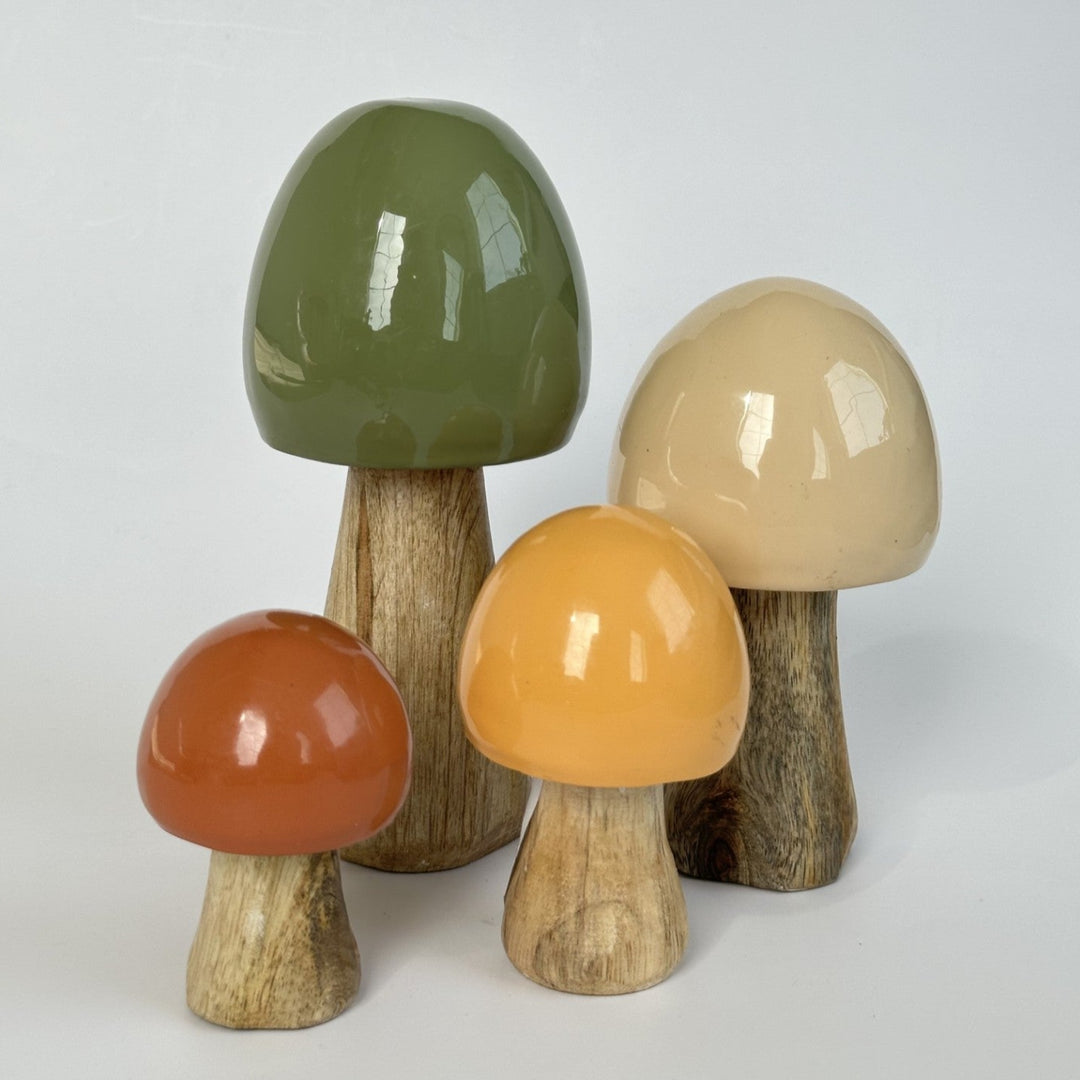 Color Topped Wooden Mushroom