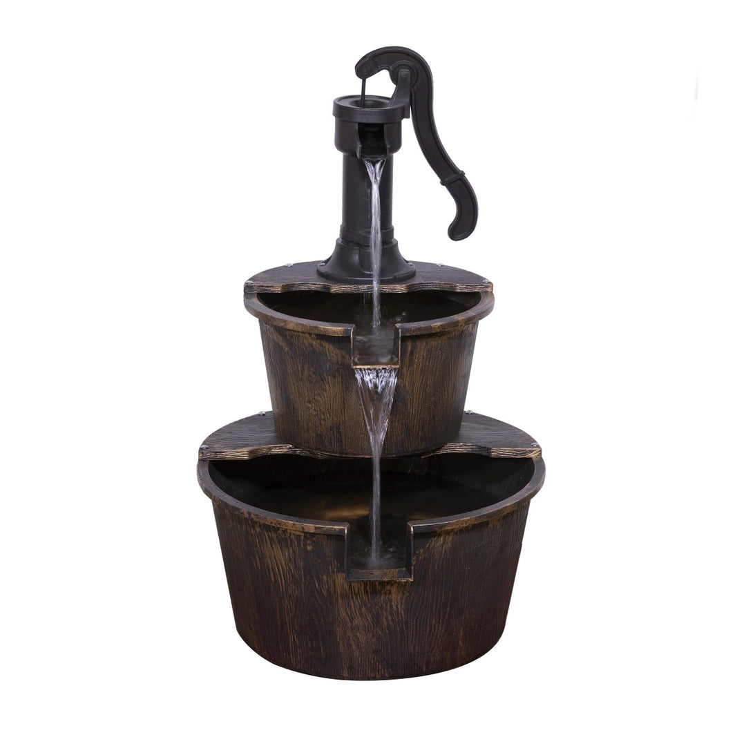 Two Tiered Barrel Pump Fountain