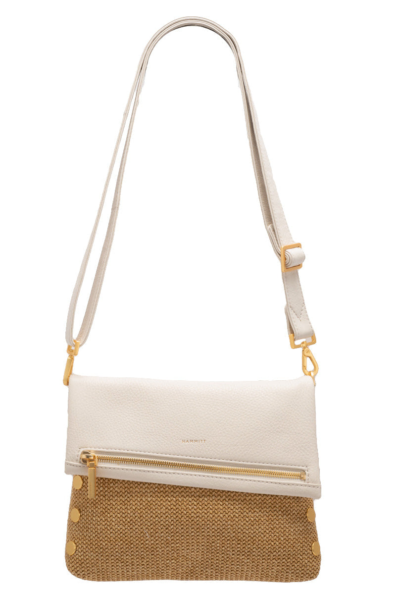 Hammitt Vip Med - Calla Lily White Raffia/Brushed Gold