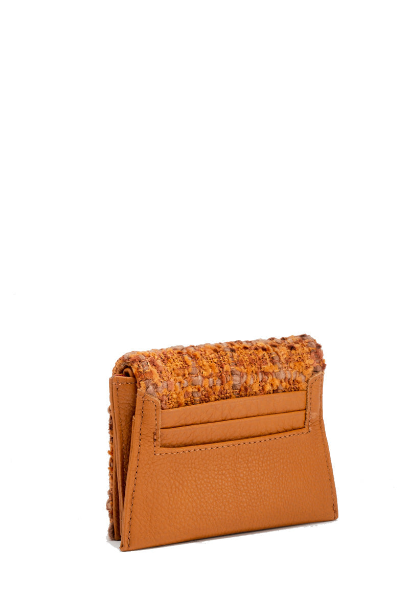 Hammitt Allen Wallet- Woven Maple Wood/Gold Heirloom Red Zip