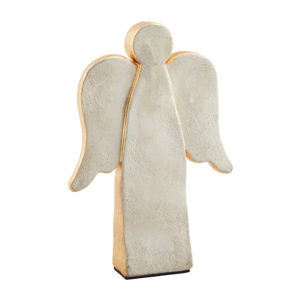 Gold Finished Concrete Angel Sitter