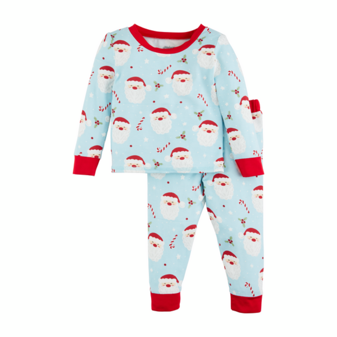 Blue Santa Glow In The Dark Pajama Set