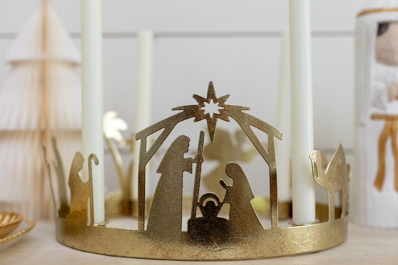 Gold Nativity Advent Wreath