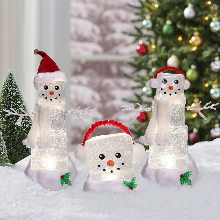 Ice Cube Glitter Snowman Light Up