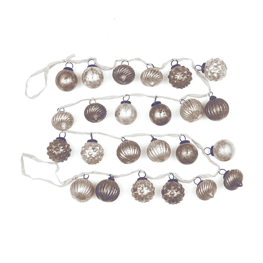 Neutral Mercury Glass Ornament Garland