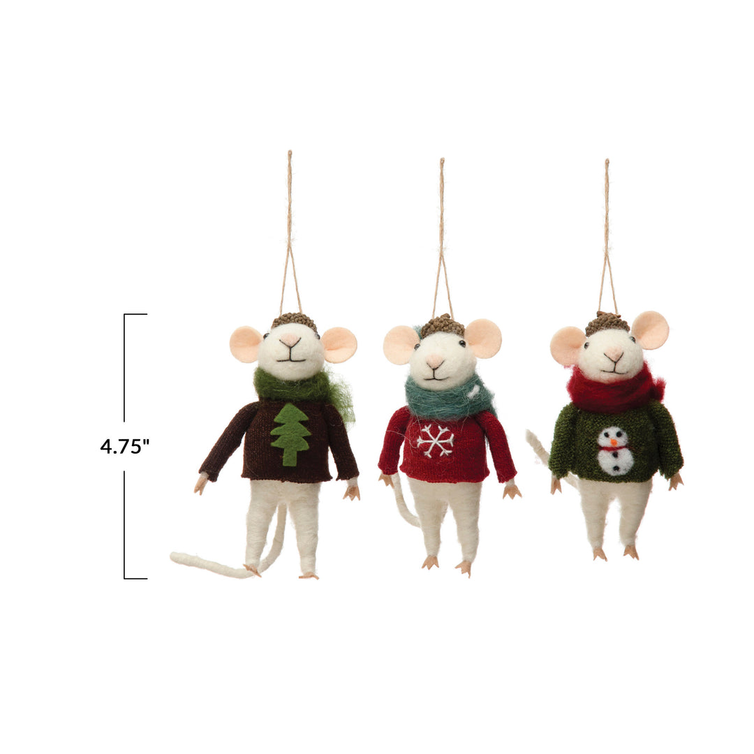 Wool Felt Mouse Ornament