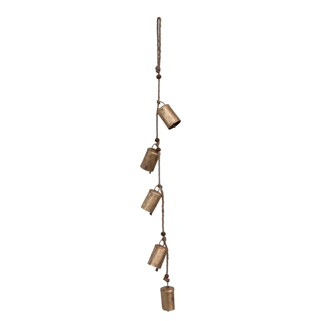 Brass Hanging Bells Beaded Rope