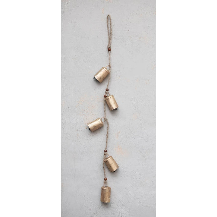 Brass Hanging Bells Beaded Rope