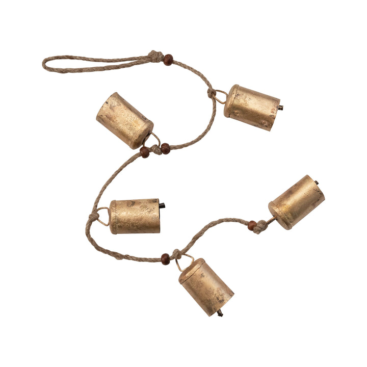 Brass Hanging Bells Beaded Rope